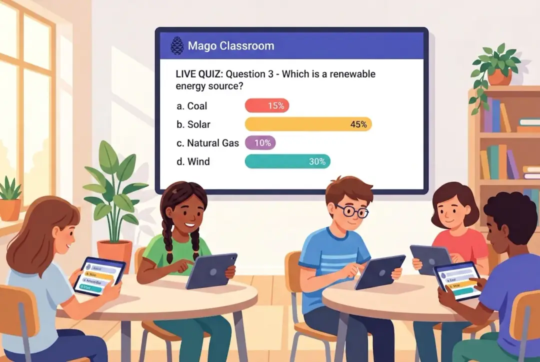 Live poll and quiz results on the class display
